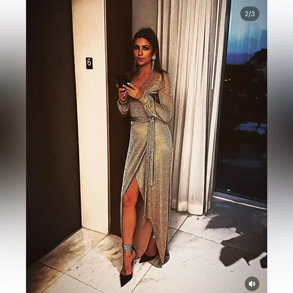 Dresses | Odi Et Amo Iconic Long Gold Knit Maxi Designer Dress Gown From  Italy Size Us 8 M | Poshmark